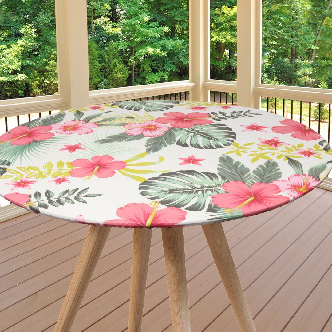 Textilia Bella White - Rund vaxduk med resår