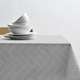 Tiles Light Grey - Södahl damastvävd textilvaxduk 100 % bomull, miljöbild