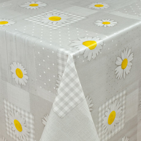 Margueriter, Prickar och Patchwork - Rund vaxduk med resår
