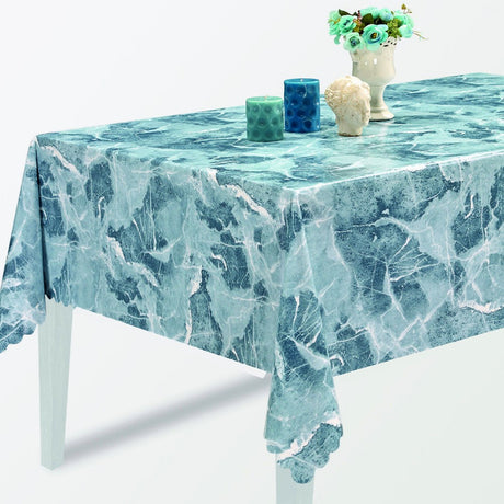 Marmor Blå – Vaxduk med marmorlook i blå nyanser