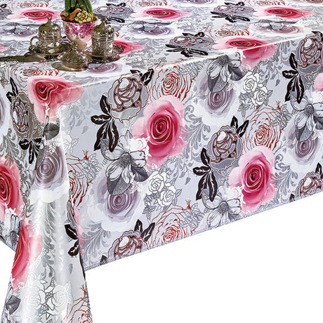 Rose Romantique - Vaxduk med snygga rosor på bordet