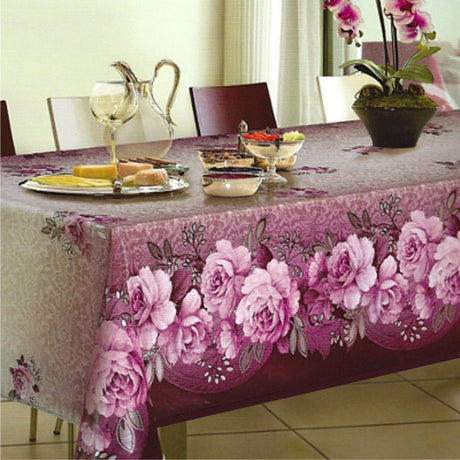 Roses & Wine - Vaxduk med roser, pink